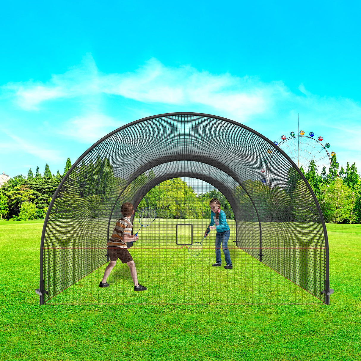 VEVOR Baseball Batting Cage, Softball and Baseball Batting Cage Net and Frame, 22x12x8ft Practice Portable Cage Net with Carry Bag, Heavy Duty