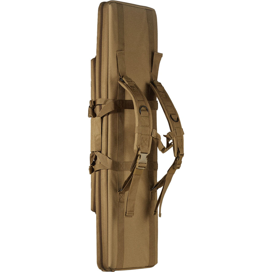 Rifle Bag, 42 inch Tactical Double Long Gun Bag, Soft Rifle Case with Lockable Zipper, Portable Handle & Shoulder Strap, 3 Large Storage Pockets Rifle Case for Two 40" Rifles & 2 Pistols, Brown
