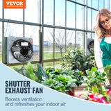 Shutter Exhaust Fan, 305 mm High-speed 1400RPM 1084 CFM, Aluminum Wall Mount Attic Fan with AC-motor, Ventilation and Cooling for Greenhouses, Garages, Sheds, Shops
