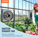 Shutter Exhaust Fan, 610 mm High-speed 1400RPM 2892 CFM, Aluminum Wall Mount Attic Fan with AC-motor, Ventilation and Cooling for Greenhouses, Garages, Sheds, Shops - Front View