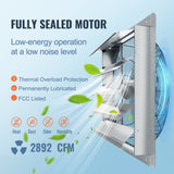 Shutter Exhaust Fan, 610 mm High-speed 1400RPM 2892 CFM, Aluminum Wall Mount Attic Fan with AC-motor, Ventilation and Cooling for Greenhouses, Garages, Sheds, Shops - Side View