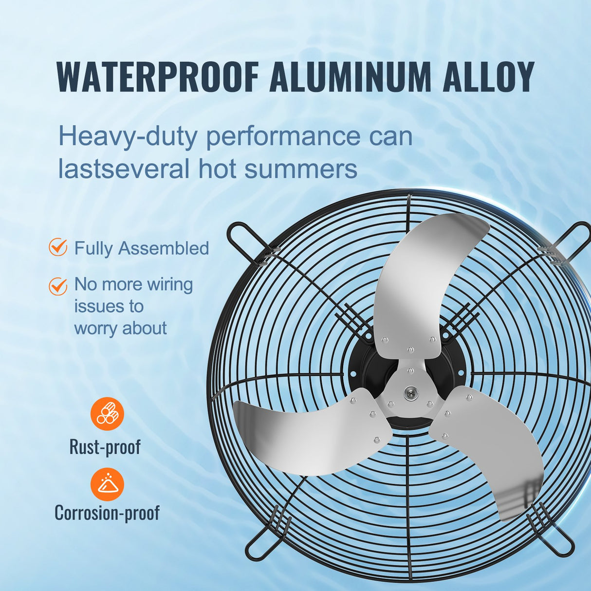 Shutter Exhaust Fan, 610 mm High-speed 1400RPM 2892 CFM, Aluminum Wall Mount Attic Fan with AC-motor, Ventilation and Cooling for Greenhouses, Garages, Sheds, Shops