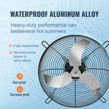 Shutter Exhaust Fan, 610 mm High-speed 1400RPM 2892 CFM, Aluminum Wall Mount Attic Fan with AC-motor, Ventilation and Cooling for Greenhouses, Garages, Sheds, Shops - Top-Down View