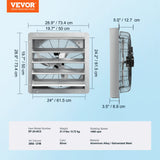 Shutter Exhaust Fan, 610 mm High-speed 1400RPM 2892 CFM, Aluminum Wall Mount Attic Fan with AC-motor, Ventilation and Cooling for Greenhouses, Garages, Sheds, Shops - Close-Up Angle