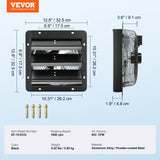 VEVOR Shutter Exhaust Fan, 254mm / 10inch  with Temperature Humidity Controller, EC-motor, 843 CFM, Variable Speed Adjustable Wall Mount Attic Fan, Ventilation and Cooling for Greenhouses, Garages, Sheds