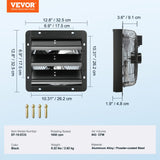 VEVOR Shutter Exhaust Fan, 254mm / 10inch  with Temperature Humidity Controller, EC-motor, 843 CFM, Variable Speed Adjustable Wall Mount Attic Fan, Ventilation and Cooling for Greenhouses, Garages, Sheds - Close-Up Angle