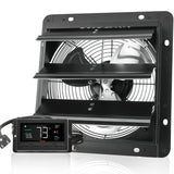 VEVOR Shutter Exhaust Fan, 254mm / 10inch  with Temperature Humidity Controller, EC-motor, 843 CFM, Variable Speed Adjustable Wall Mount Attic Fan, Ventilation and Cooling for Greenhouses, Garages, Sheds - Extra Image