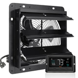 VEVOR Shutter Exhaust Fan, 254mm / 10inch  with Temperature Humidity Controller, EC-motor, 843 CFM, Variable Speed Adjustable Wall Mount Attic Fan, Ventilation and Cooling for Greenhouses, Garages, Sheds - Extra Image