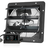 VEVOR Shutter Exhaust Fan, 305 mm /12 inch with Temperature Humidity Controller, EC-motor, 904 CFM, Variable Speed Adjustable Wall Mount Attic Fan, Ventilation and Cooling for Greenhouses, Garages, Sheds