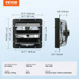 VEVOR Shutter Exhaust Fan, 356 mm / 14inch with Temperature Humidity Controller, EC-motor, 1024 CFM, Variable Speed Adjustable Wall Mount Attic Fan,