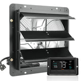 VEVOR Shutter Exhaust Fan, 356 mm / 14inch with Temperature Humidity Controller, EC-motor, 1024 CFM, Variable Speed Adjustable Wall Mount Attic Fan,