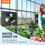 VEVOR Shutter Exhaust Fan, 406 mm /16inch with Temperature Humidity Controller, EC-motor, 1747 CFM, Variable Speed Adjustable Wall Mount Attic Fan, Ventilation and Cooling for Greenhouses, Garages, Sheds - Front View