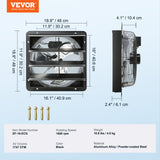 VEVOR Shutter Exhaust Fan, 406 mm /16inch with Temperature Humidity Controller, EC-motor, 1747 CFM, Variable Speed Adjustable Wall Mount Attic Fan, Ventilation and Cooling for Greenhouses, Garages, Sheds - Close-Up Angle