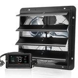 VEVOR Shutter Exhaust Fan, 406 mm /16inch with Temperature Humidity Controller, EC-motor, 1747 CFM, Variable Speed Adjustable Wall Mount Attic Fan, Ventilation and Cooling for Greenhouses, Garages, Sheds