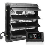 VEVOR Shutter Exhaust Fan, 406 mm /16inch with Temperature Humidity Controller, EC-motor, 1747 CFM, Variable Speed Adjustable Wall Mount Attic Fan, Ventilation and Cooling for Greenhouses, Garages, Sheds