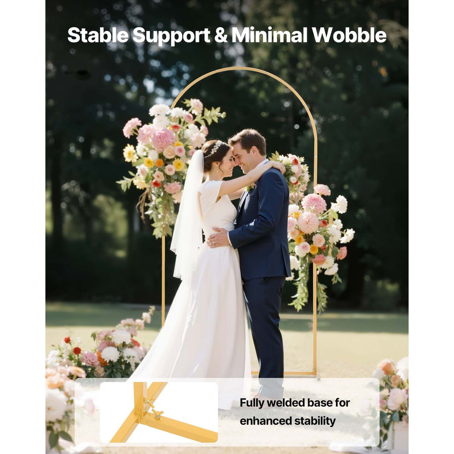 Arch Backdrop Stand, 2 x 1 m, Stable Structure, Easy Assembly, 1 Set Gold Metal Arch Backdrop Stand for Wedding, Birthday Party, Graduation, Holiday Celebration, and Ceremony Decoration