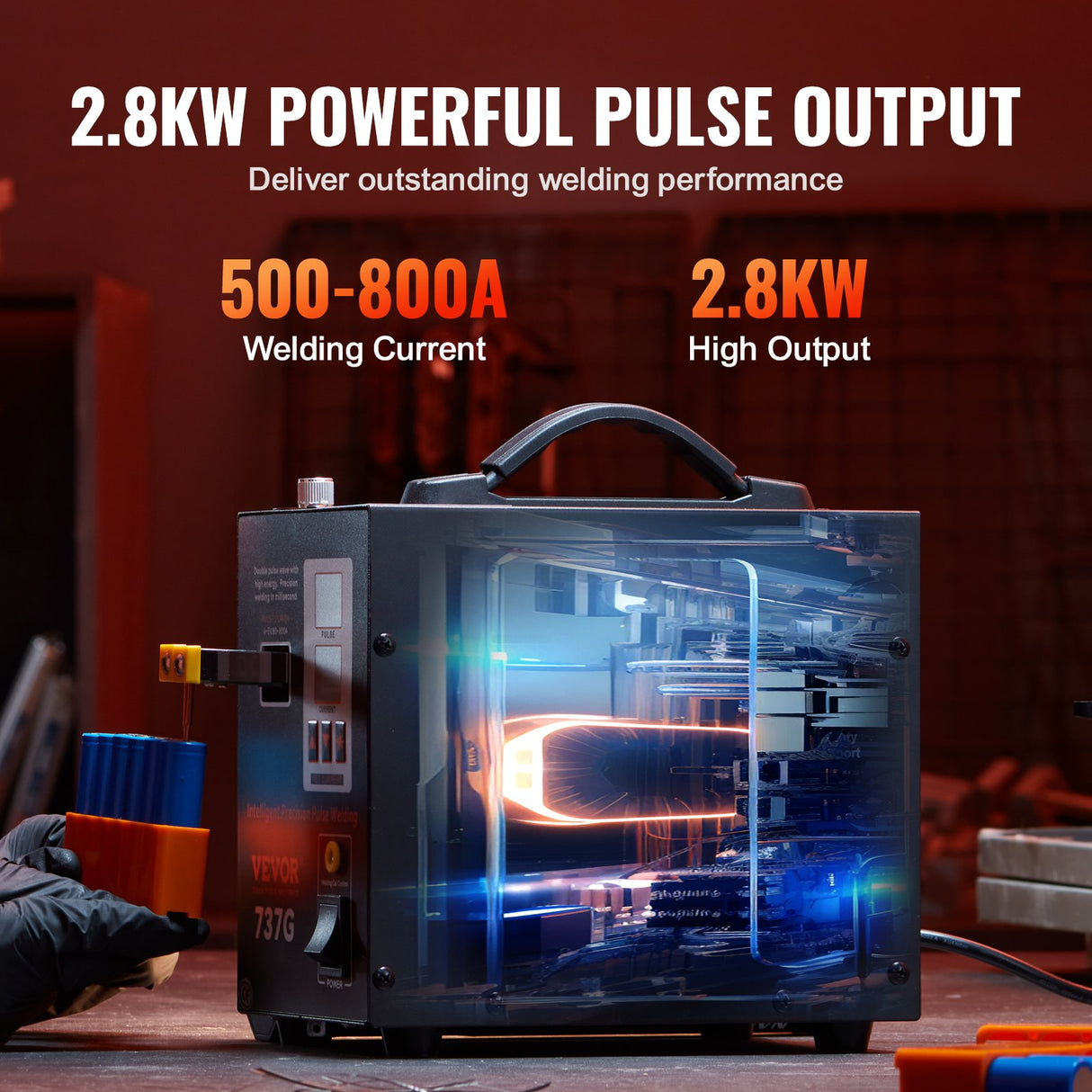 VEVOR Spot Welder, 737G Pulse Spot Welder, Portable High-Power Welding Machine Soldering Station with 2 Welding Modes and LED Lighting for 0.12mm Pure