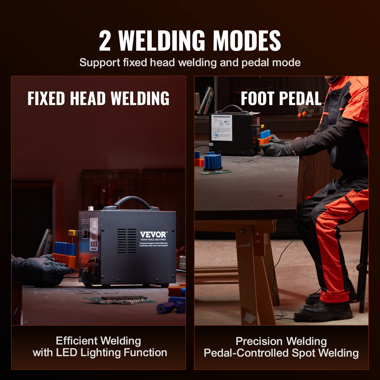 VEVOR Spot Welder, 737G Pulse Spot Welder, Portable High-Power Welding Machine Soldering Station with 2 Welding Modes and LED Lighting for 0.12mm Pure