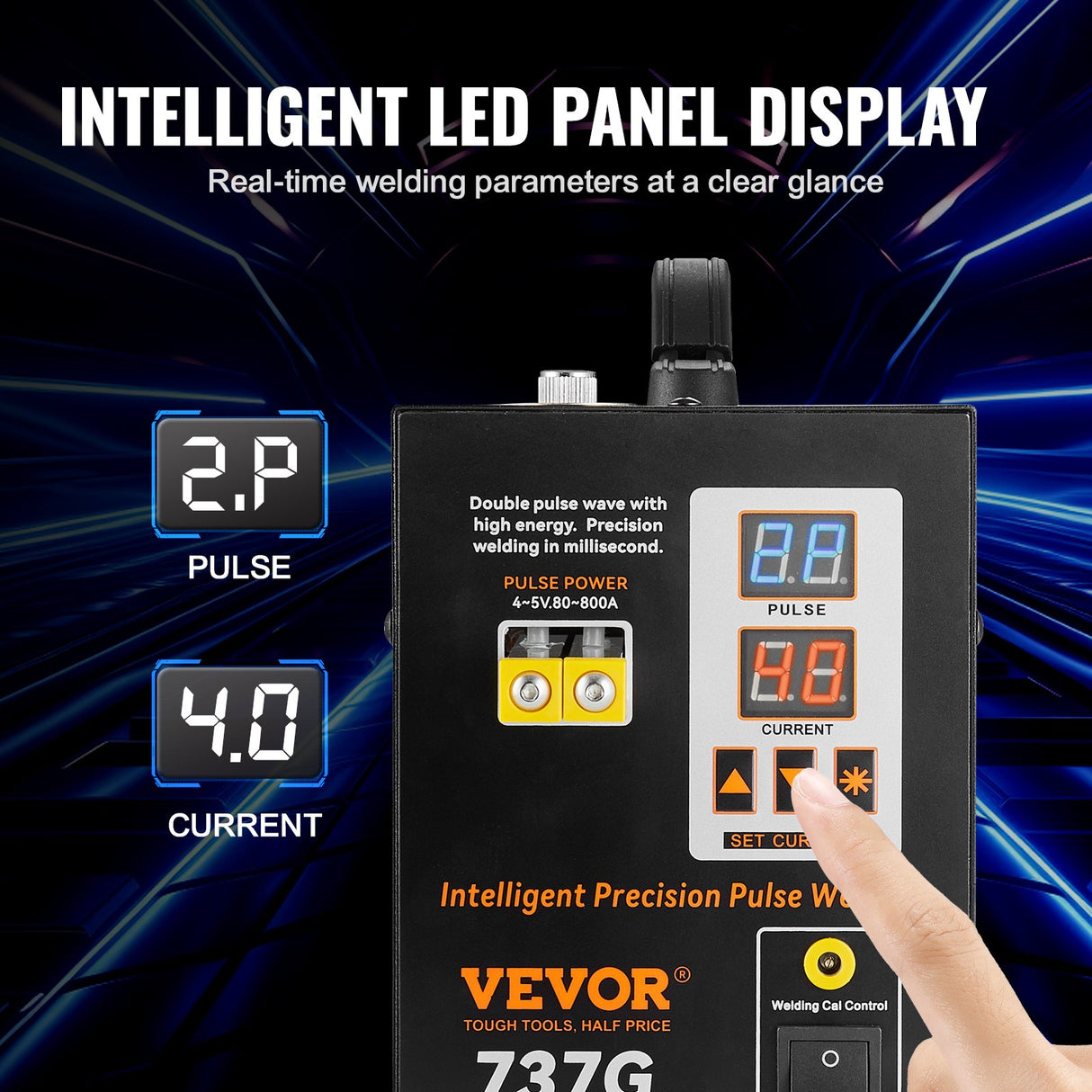 VEVOR Spot Welder, 737G Pulse Spot Welder, Portable High-Power Welding Machine Soldering Station with 2 Welding Modes and LED Lighting for 0.12mm Pure