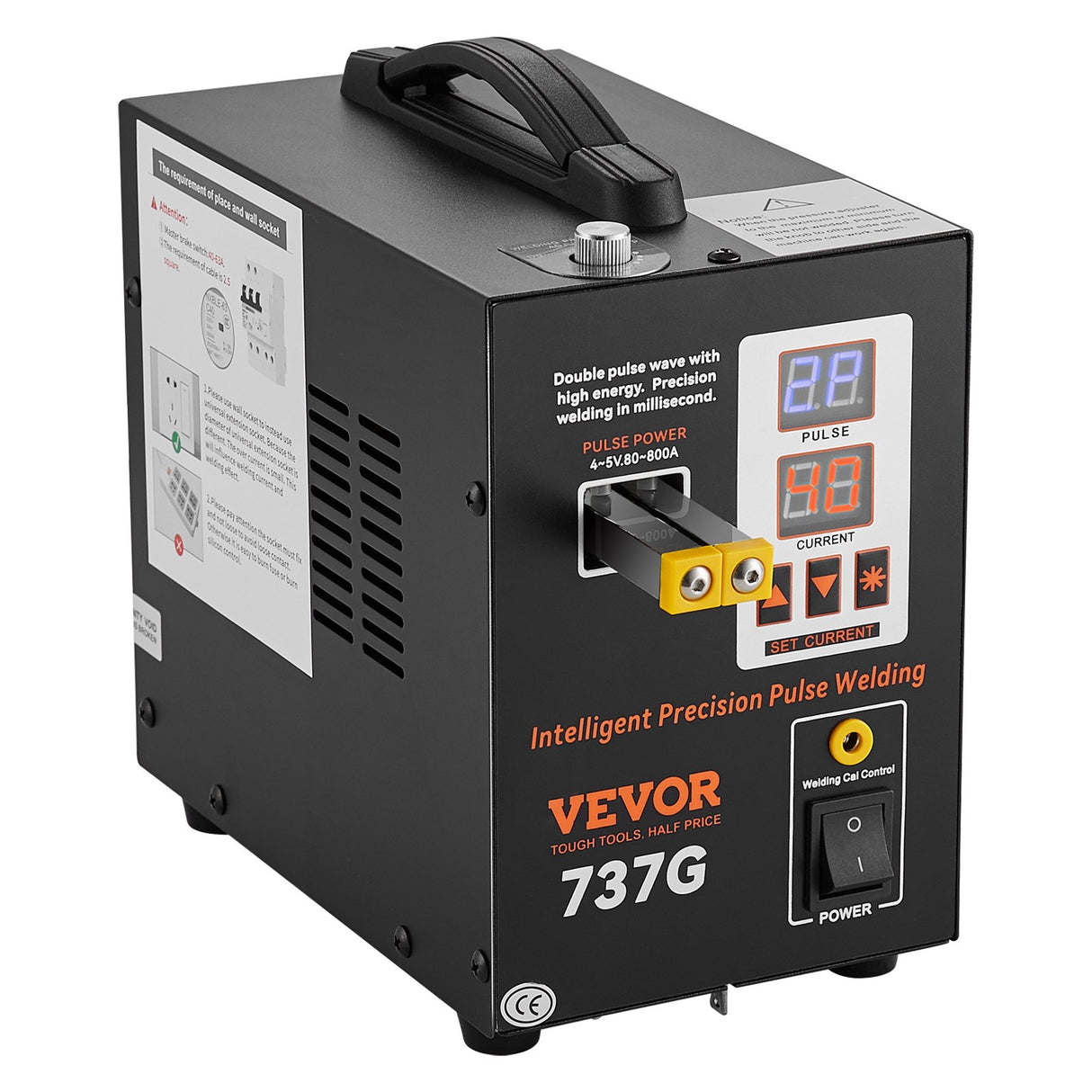 VEVOR Spot Welder, 737G Pulse Spot Welder, Portable High-Power Welding Machine Soldering Station with 2 Welding Modes and LED Lighting for 0.12mm Pure