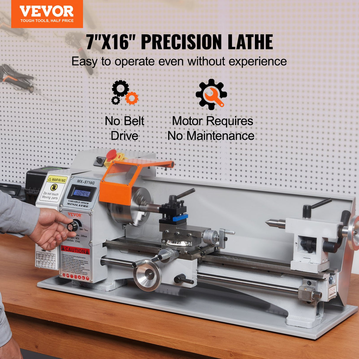VEVOR Mini Metal Lathe Machine, 180 x 400 mm, 800W Precision Benchtop Power Metal Lathe, 150-2500 RPM Continuously Variable Speed, with 3-jaw Metal