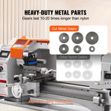 VEVOR Mini Metal Lathe Machine, 180 x 400 mm, 800W Precision Benchtop Power Metal Lathe, 150-2500 RPM Continuously Variable Speed, with 3-jaw Metal Chuck Tool Box for Processing Precision Parts - 45-Degree Angle