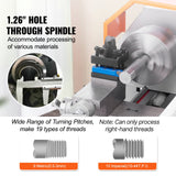VEVOR Mini Metal Lathe Machine, 180 x 400 mm, 800W Precision Benchtop Power Metal Lathe, 150-2500 RPM Continuously Variable Speed, with 3-jaw Metal Chuck Tool Box for Processing Precision Parts - Rear View