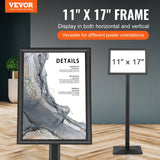 VEVOR Pedestal Sign Holder Adjustable Poster Stand 11 x 17 Inch Metal Base - Front View