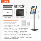 VEVOR Pedestal Sign Holder Adjustable Poster Stand 11 x 17 Inch Metal Base - Close-Up Angle