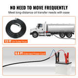 VEVOR Fuel Transfer Pump, 12V DC, 10 GPM, 8 m Lift, Portable Electric Diesel Transfer Extractor Pump Kit with Automatic Shut-off Nozzle, Delivery & Suction Hose for Diesel, Kerosene, Transformer Oil - 45-Degree Angle