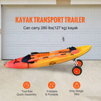Adjustable Kayak Cart Canoe Boat Carrier 280lbs Load with 10'' Solid Tires