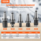 VEVOR CAT40 Collet Holder ER 16/32 Collet Set, 35 PCs, SLN FMB ER16/32 APU Tool Holders Spring Steel Collet Chucks with 10 Pull Studs and 3 Wrenches, for Milling Machine Drill Presses Boring Machine - Front View