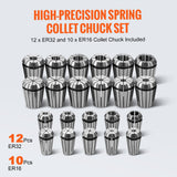 VEVOR CAT40 Collet Holder ER 16/32 Collet Set, 35 PCs, SLN FMB ER16/32 APU Tool Holders Spring Steel Collet Chucks with 10 Pull Studs and 3 Wrenches,