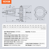 VEVOR CAT40 Collet Holder ER 16/32 Collet Set, 35 PCs, SLN FMB ER16/32 APU Tool Holders Spring Steel Collet Chucks with 10 Pull Studs and 3 Wrenches, for Milling Machine Drill Presses Boring Machine - Close-Up Angle