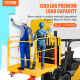 VEVOR Forklift Safety Cage, 544 kg Load Capacity, 92 x 92 cm Folding Forklift Work Platform with Lockable Swivel Wheels, Drain Hole, and Device Chain, Holds 1 to 2 Adults, Perfect for Aerial Work - Front View