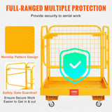 VEVOR Forklift Safety Cage, 544 kg Load Capacity, 92 x 92 cm Folding Forklift Work Platform with Lockable Swivel Wheels, Drain Hole, and Device Chain, Holds 1 to 2 Adults, Perfect for Aerial Work - Side View