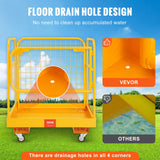 VEVOR Forklift Safety Cage, 544 kg Load Capacity, 92 x 92 cm Folding Forklift Work Platform with Lockable Swivel Wheels, Drain Hole, and Device Chain, Holds 1 to 2 Adults, Perfect for Aerial Work - Top-Down View