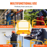 VEVOR Forklift Safety Cage, 544 kg Load Capacity, 92 x 92 cm Folding Forklift Work Platform with Lockable Swivel Wheels, Drain Hole, and Device Chain, Holds 1 to 2 Adults, Perfect for Aerial Work - Rear View