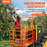 VEVOR Forklift Safety Cage Work Platform 43X45in 1400lbs w/ Wheels for Aerial - Front View