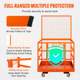 VEVOR Forklift Safety Cage Work Platform 43X45in 1400lbs w/ Wheels for Aerial - Side View