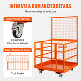 VEVOR Forklift Safety Cage Work Platform 43X45in 1400lbs w/ Wheels for Aerial - 45-Degree Angle
