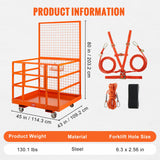 VEVOR Forklift Safety Cage Work Platform 43X45in 1400lbs w/ Wheels for Aerial - Close-Up Angle