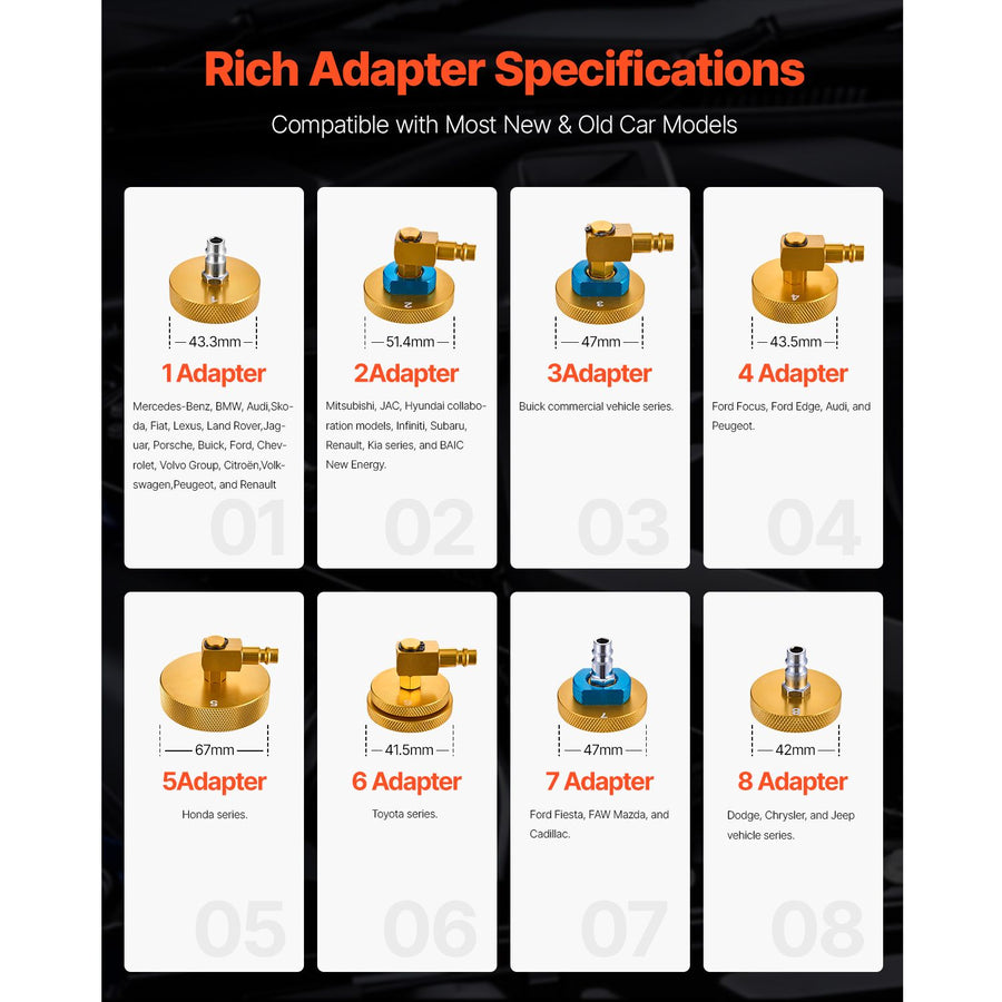 Brake Master Bleeder Kit, 17 Pcs, Professional Brake Bleeder Adapter Set with Complete Kit & Handle, Durable Brake Bleeder Adapter for Brake Fluid Filling Fit for Most New & Old Vehicles