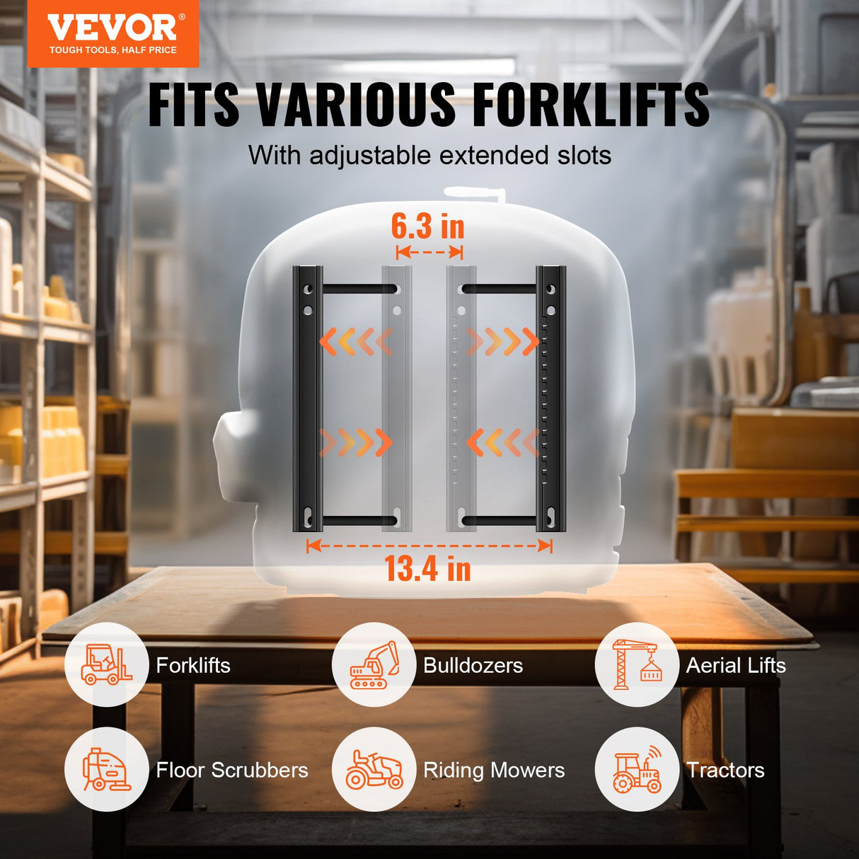 VEVOR Universal Forklift Seat Wrap-around Forklift Seat Adjustable Back Seatbelt