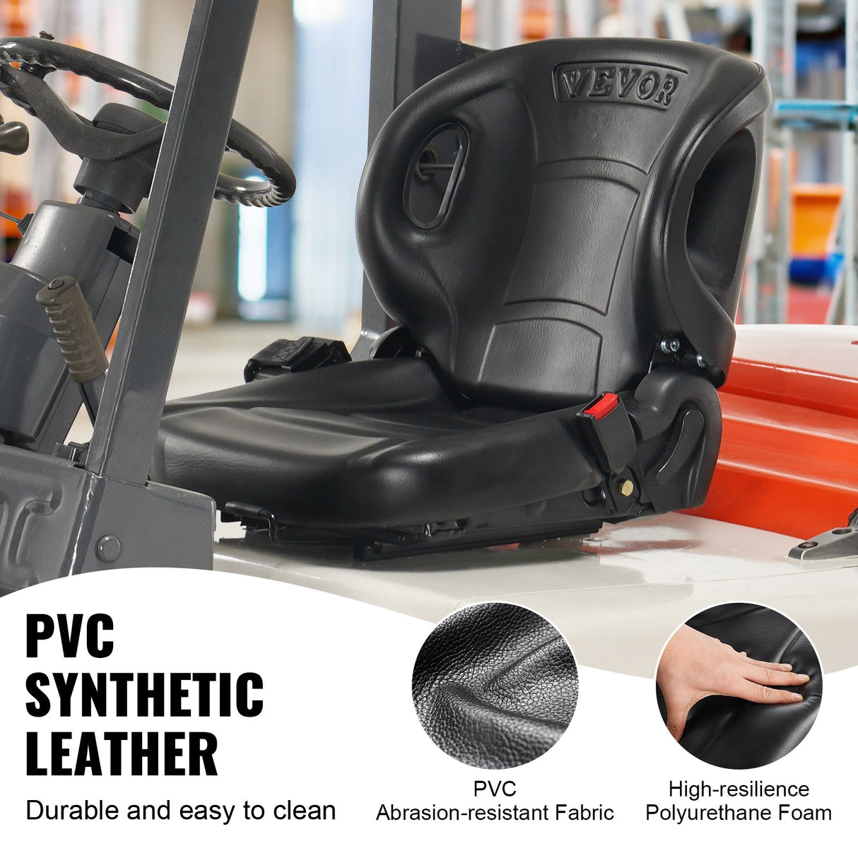VEVOR Universal Forklift Seat Wrap-around Forklift Seat Adjustable Back Seatbelt