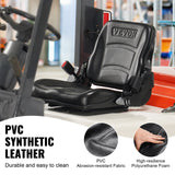VEVOR Universal Forklift Seat, Fold Down Tractor Seat with Adjustable Angle Back, Micro Switch and Retractable Seatbelt, 16-34 cm Slot Forklift Seat for Tractor Loader Excavator - 45-Degree Angle