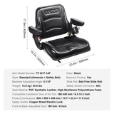 VEVOR Universal Forklift Seat, Fold Down Tractor Seat with Adjustable Angle Back, Micro Switch, Seatbelt and Armrests, 16-34 cm Slot Tractor Seat for Tractor Loader Excavator