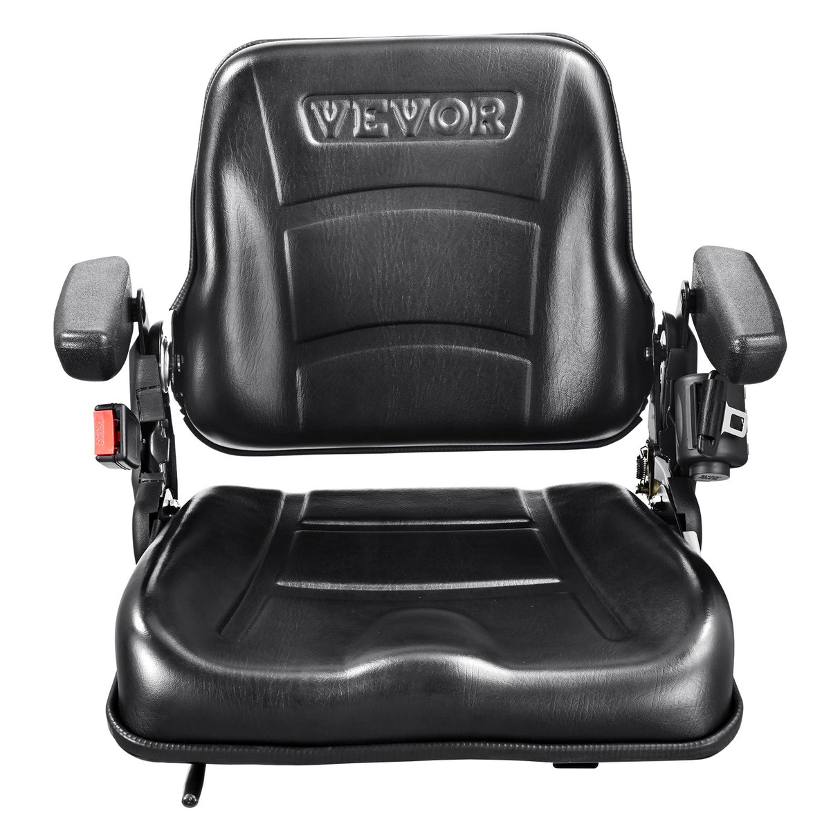 VEVOR Universal Forklift Seat, Fold Down Tractor Seat with Adjustable Angle Back, Micro Switch, Seatbelt and Armrests, 16-34 cm Slot Tractor Seat for Tractor Loader Excavator