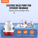 VEVOR Bilge Pump, 3000GPH Automatic Submersible Boat Bilge Water Pump with Float Switch, 40 mm Outlet Diameter, Small Boat Bilge Pump, Marine Electric