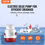 VEVOR Bilge Pump, 3000GPH Automatic Submersible Boat Bilge Water Pump with Float Switch, 40 mm Outlet Diameter, Small Boat Bilge Pump, Marine Electric Bilge Pump for Boats, Ponds, Pools, Basements - Front View